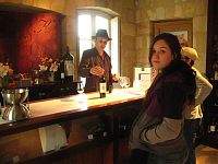 Tasting the ripe, sumptuous fruits of Chateau Kirwan's labors. Zoe, right; Johan, our host, left